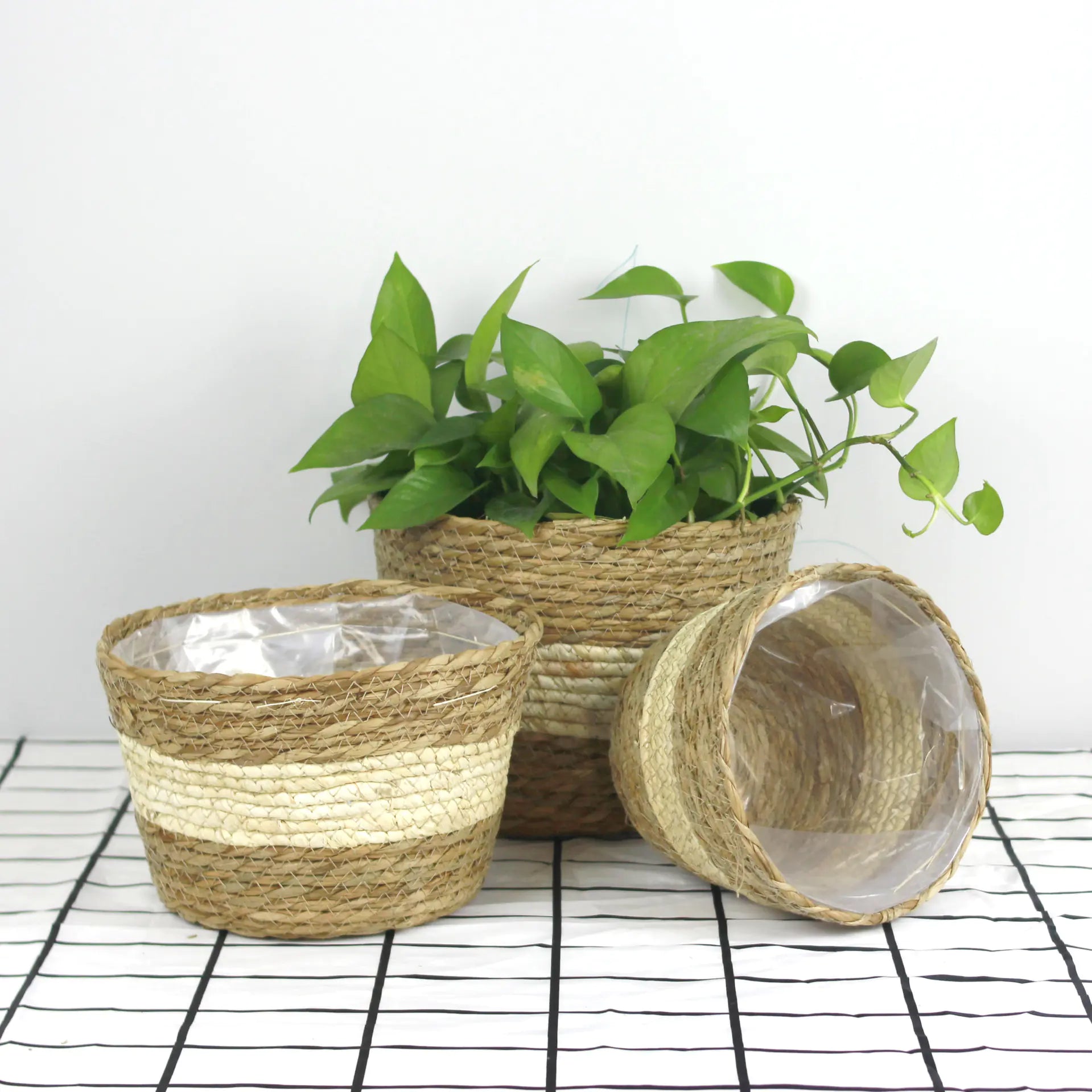 Woven Grass Planter Basket for Home Decor