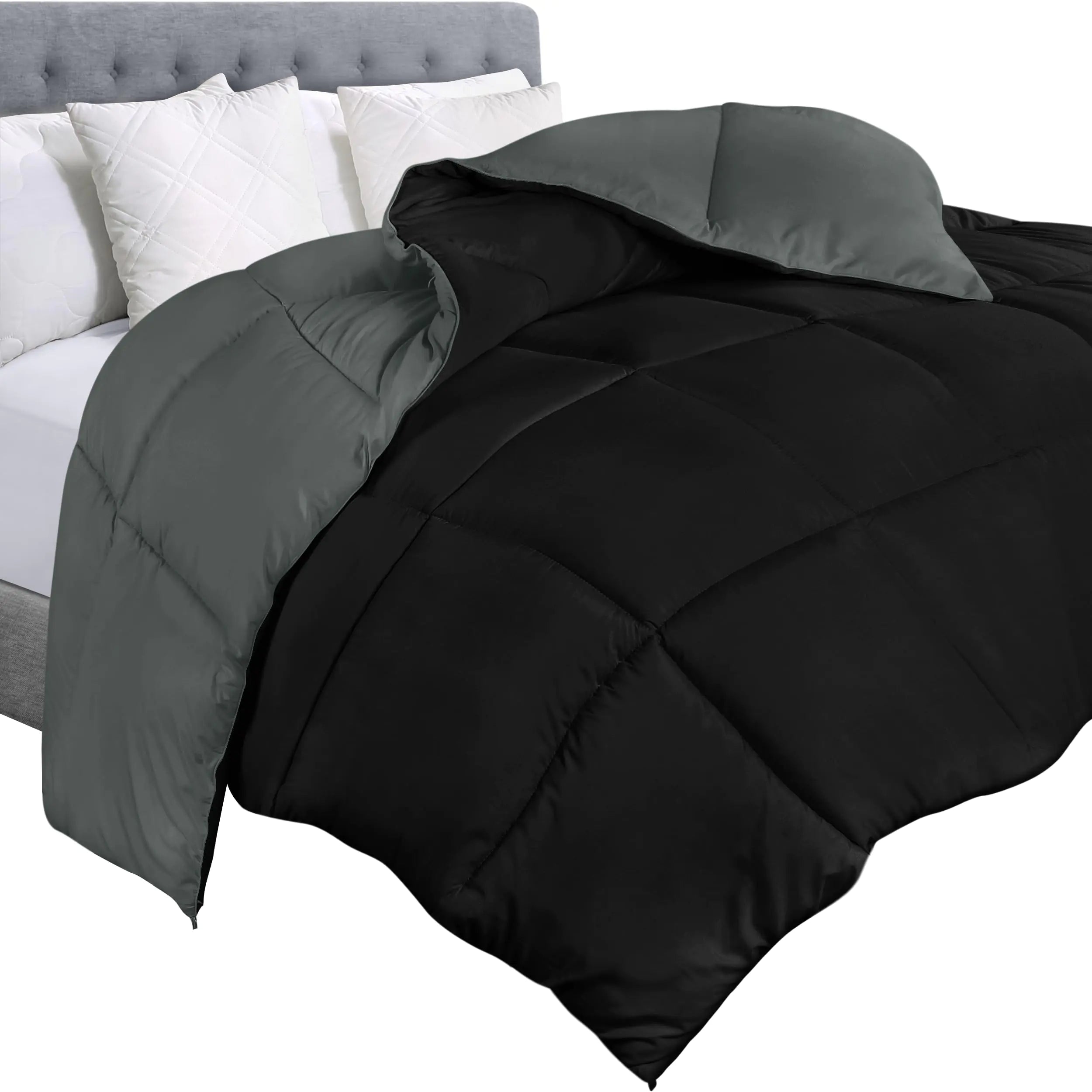 Utopia Bedding Comforter Duvet Insert Quilted Comforter with Corner Tabs Box Stitched Down Alternative Comforter King (Black/Grey)