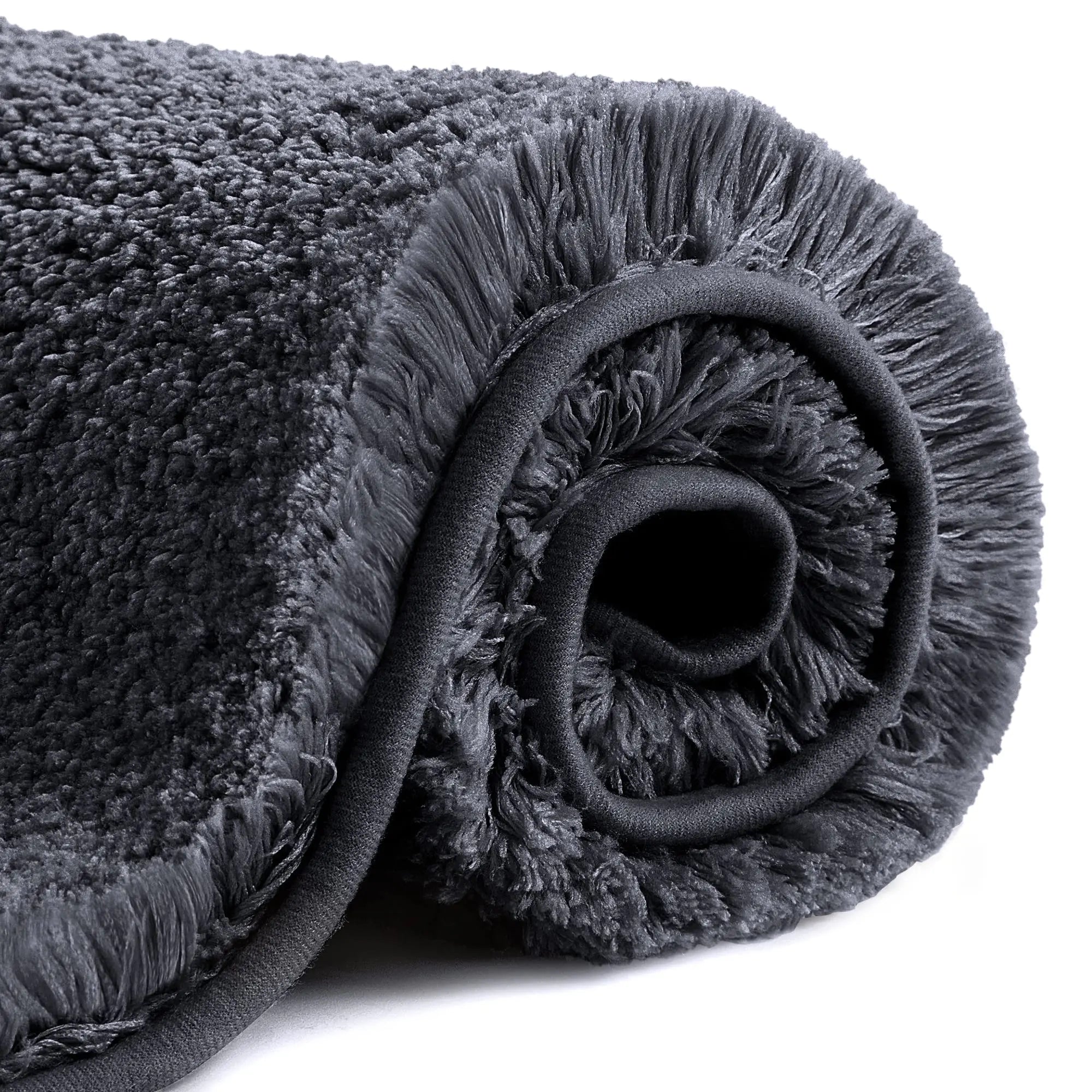 VANZAVANZU Bathroom Rugs Bath Mats for Bathroom Non Slip Ultra Soft Absorbant Bath Mats Microfiber Fluffy Thick Bathroom Rugs Machine Washable (24"x36" Black)