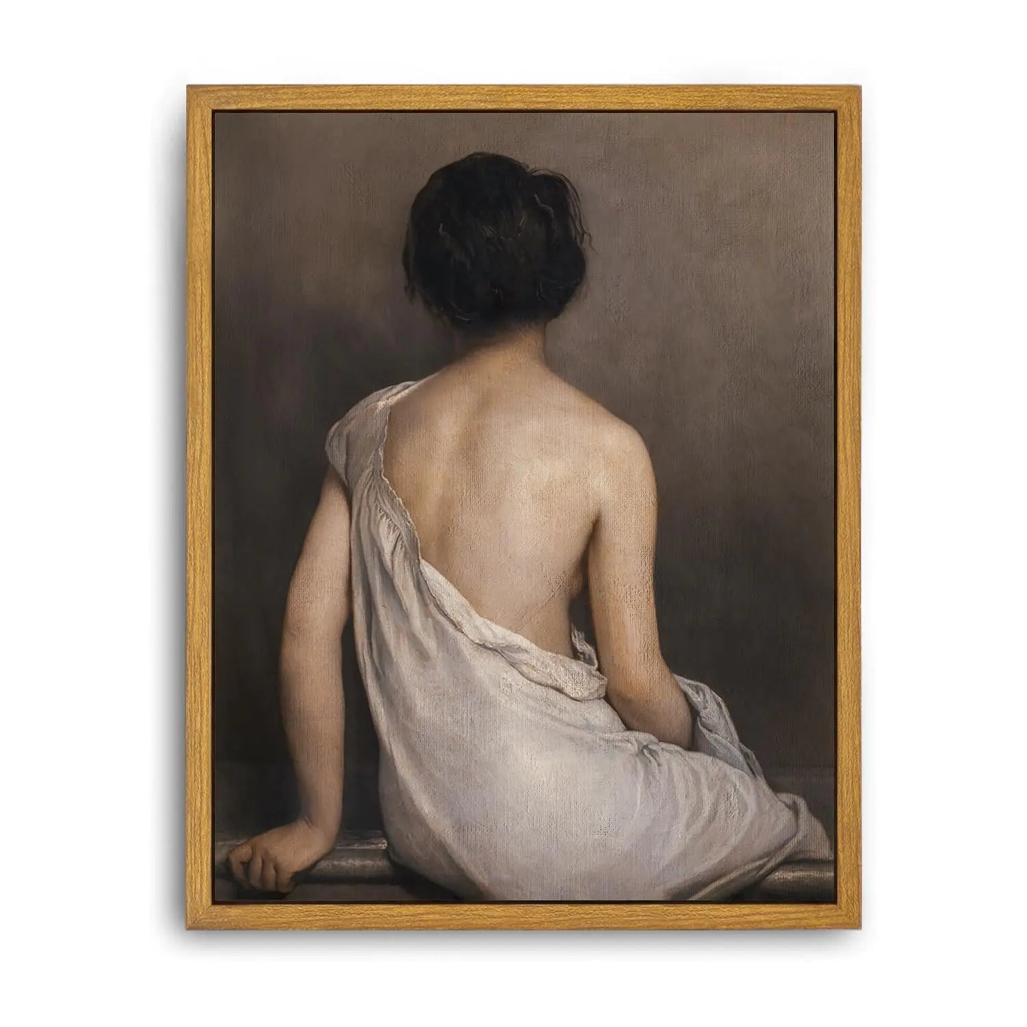 Roslynity Framed Canvas Wall Art Vintage Print Woman Portrait Oil Paintings Bathtub Bathing Dark Antique Retro Aesthetic Artwork for Home Living Room Bathroom Bedroom Wall Decor (8"x10")