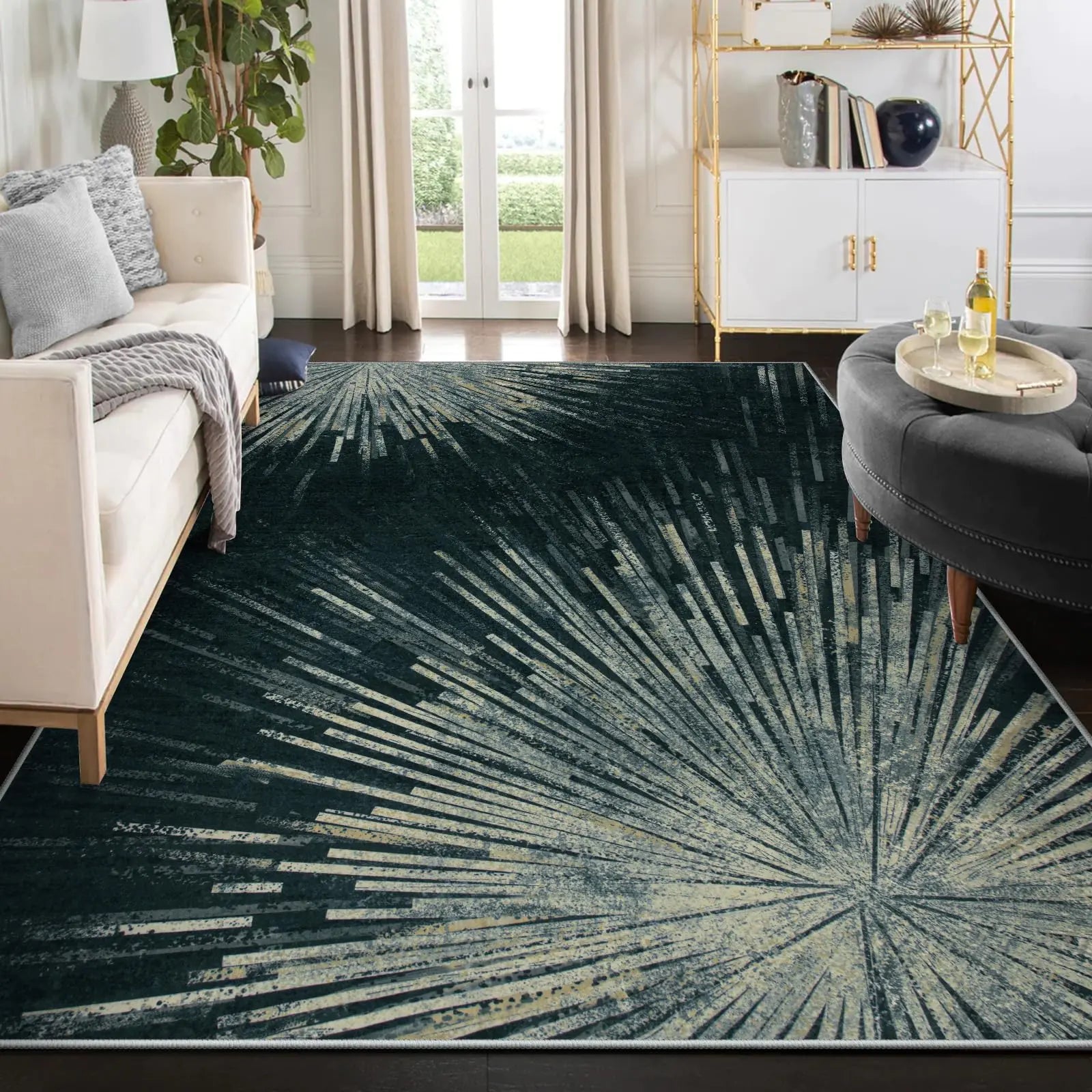 Lahome Washable Area Rugs 8x10 - Rugs for Living Room 8x10 Non-Slip Backing Large Rug Ultra-Thin Stain Resistant Dining Room Rugs for Under Table Modern Abstract Print Soft Rug for Bedroom Office