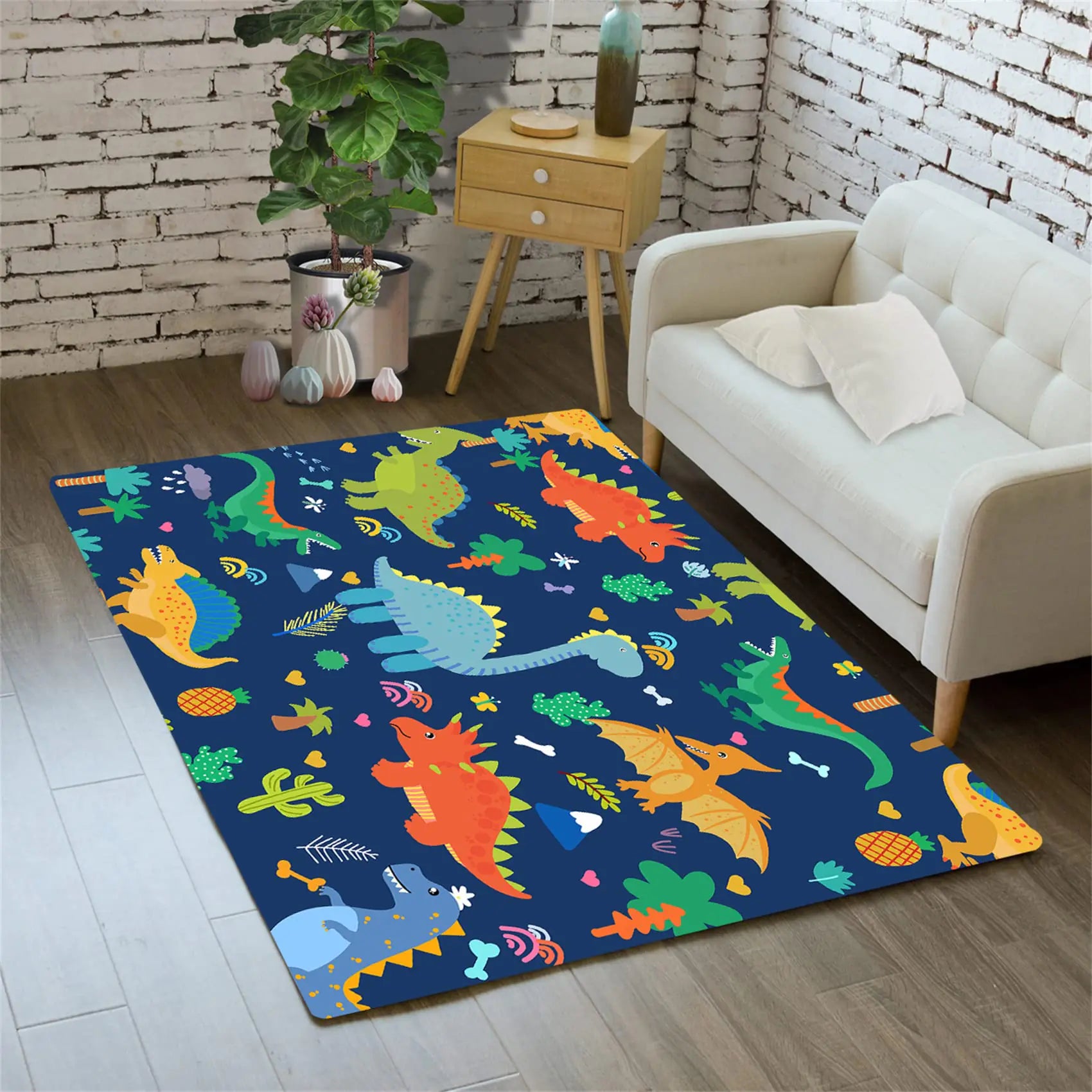 Cartoon Dinosaur Area Rugs Lovely Dinosaur Carpet Rugs for Boys Kids Blue Cute Animal Patterns Carpet Dinosaur Rugs for Boys Bedroom Living Dinning Room Bedroom Kitchen Playing Room 2×3