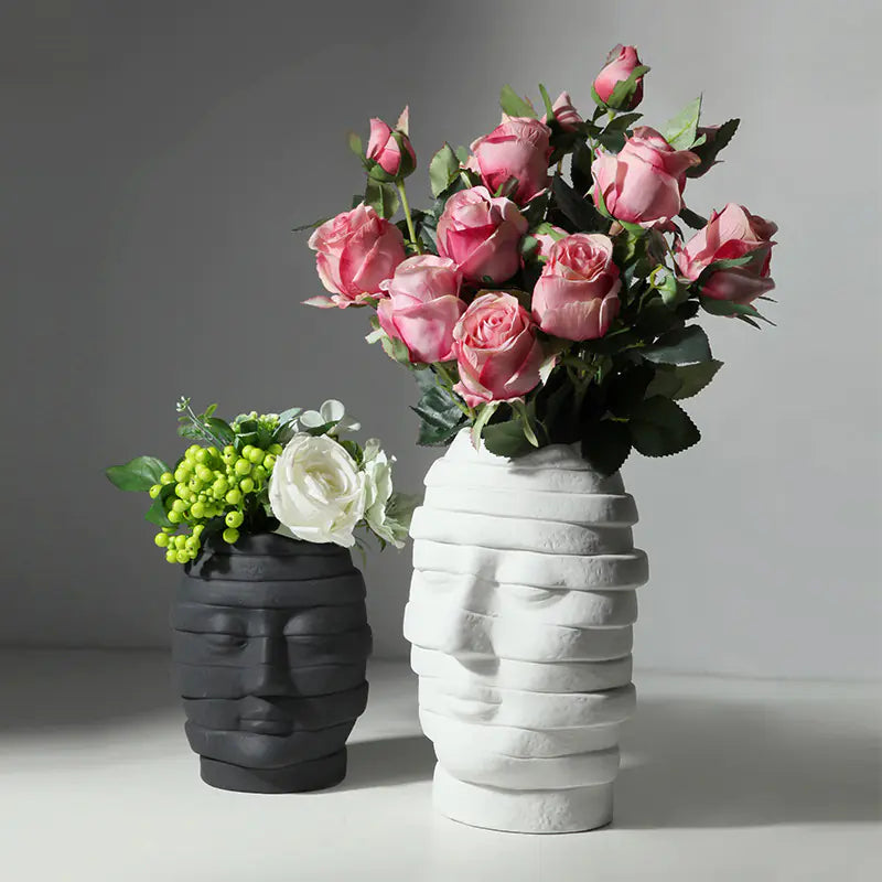 Minimalist Ceramic Face Vase for Home Decor