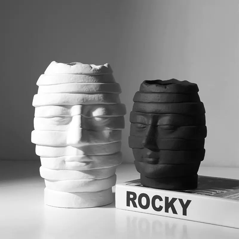 Minimalist Ceramic Face Vase for Home Decor
