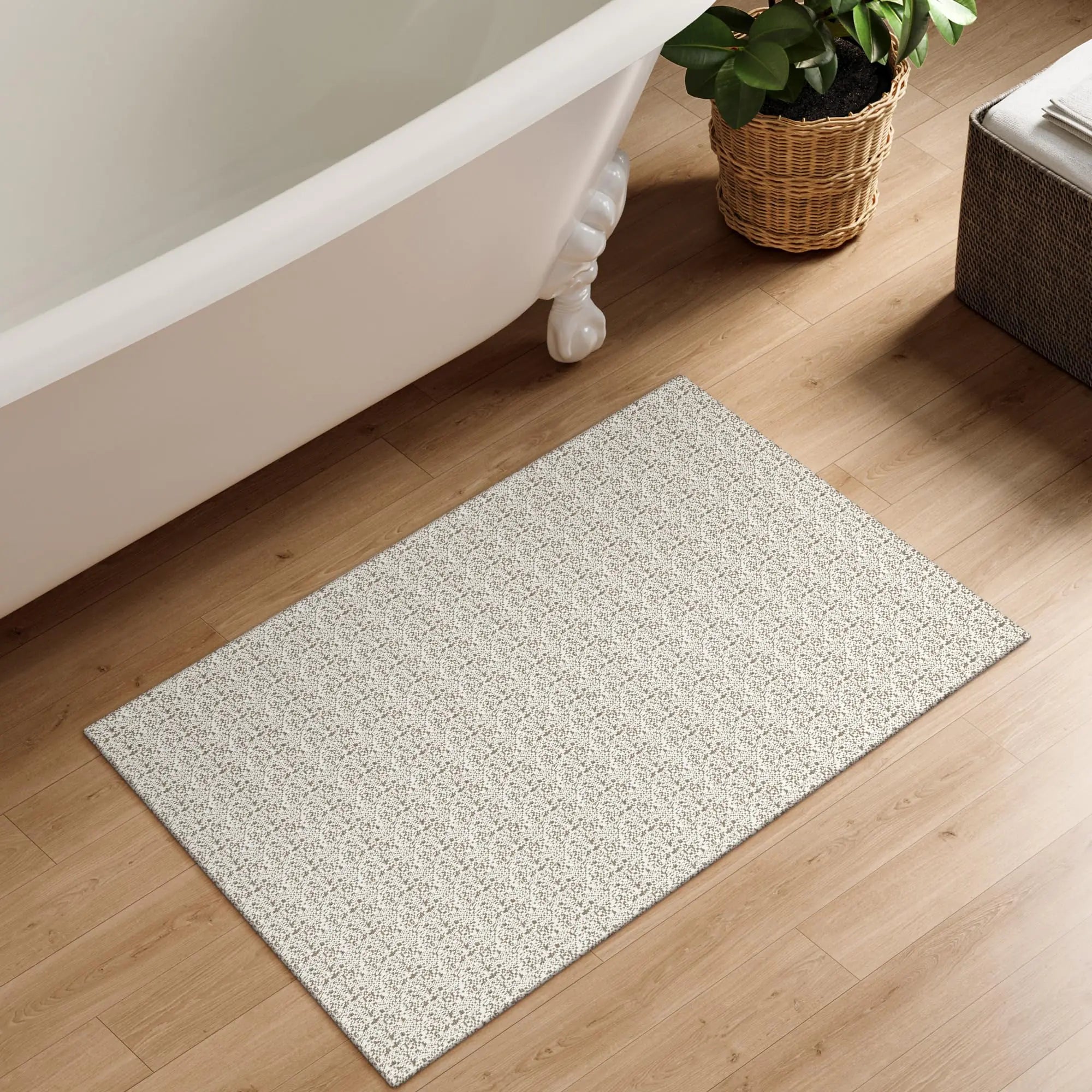 Collive Small Bathroom Rug 2x3 Washable Entryway Rugs Rubber Backed Indoor Doormat Tan Woven Cotton Area Rug Farmhouse Kitchen Rugs Boho Throw Rugs for Bedroom Entrance Front Door