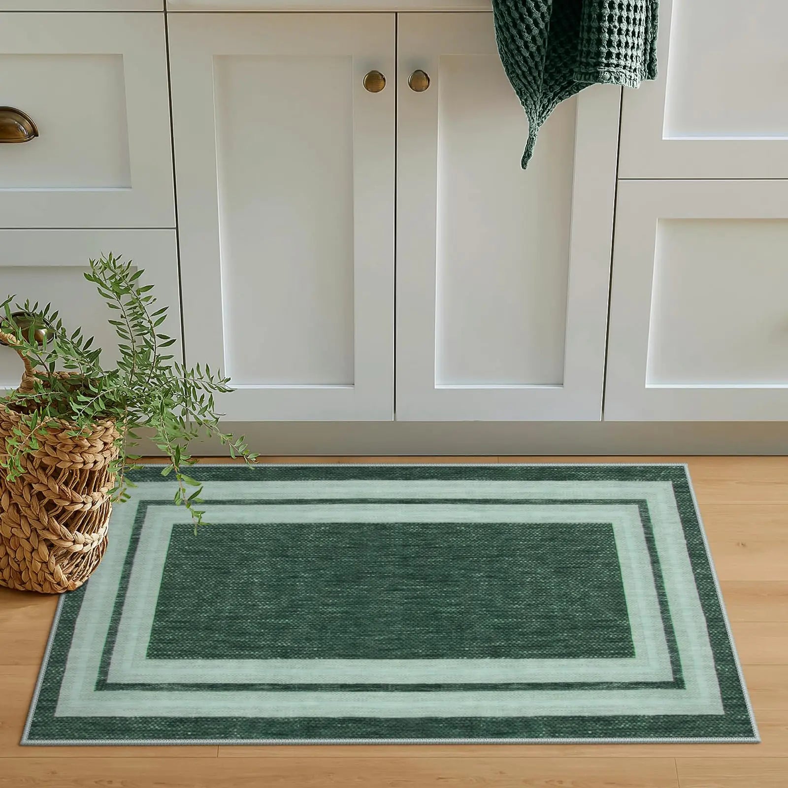 OJIA Indoor Door Mat 2x3 Washable Entryway Rugs Indoor Entry Rug Kitchen Rugs Non Slip Modern Bordered Bathroom Rug Rubber Backed Throw Rugs for Bedroom Foyer Doorway