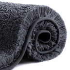 VANZAVANZU Bathroom Rugs Bath Mats for Bathroom Non Slip Ultra Soft Absorbant Bath Mats Microfiber Fluffy Thick Bathroom Rugs Machine Washable (24"x36" Black)