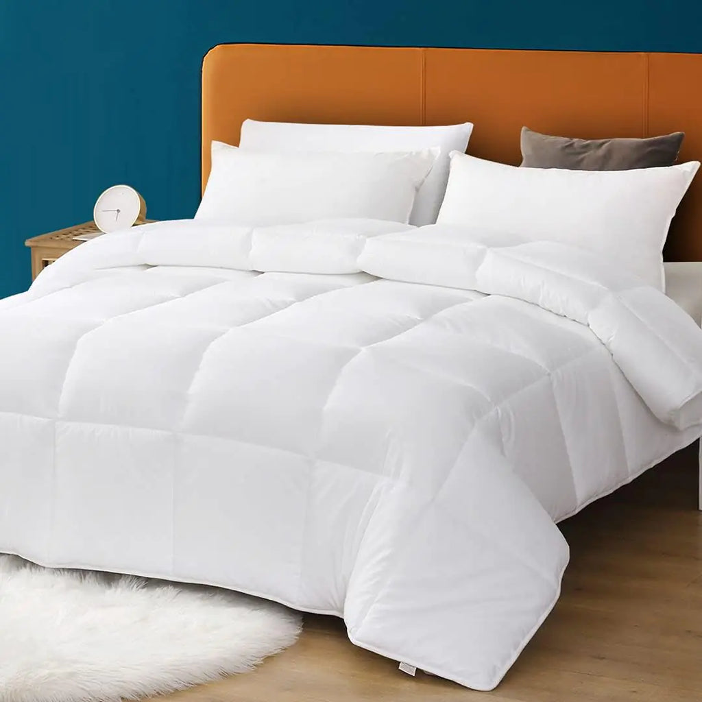 Oaken-Cat 100% Cotton Cover Down Alternative Comforter Oversized Queen Size- Cloud Bed Comforter for All Season Breathable White Comforter Ultra-Soft Duvet Insert (98x98)