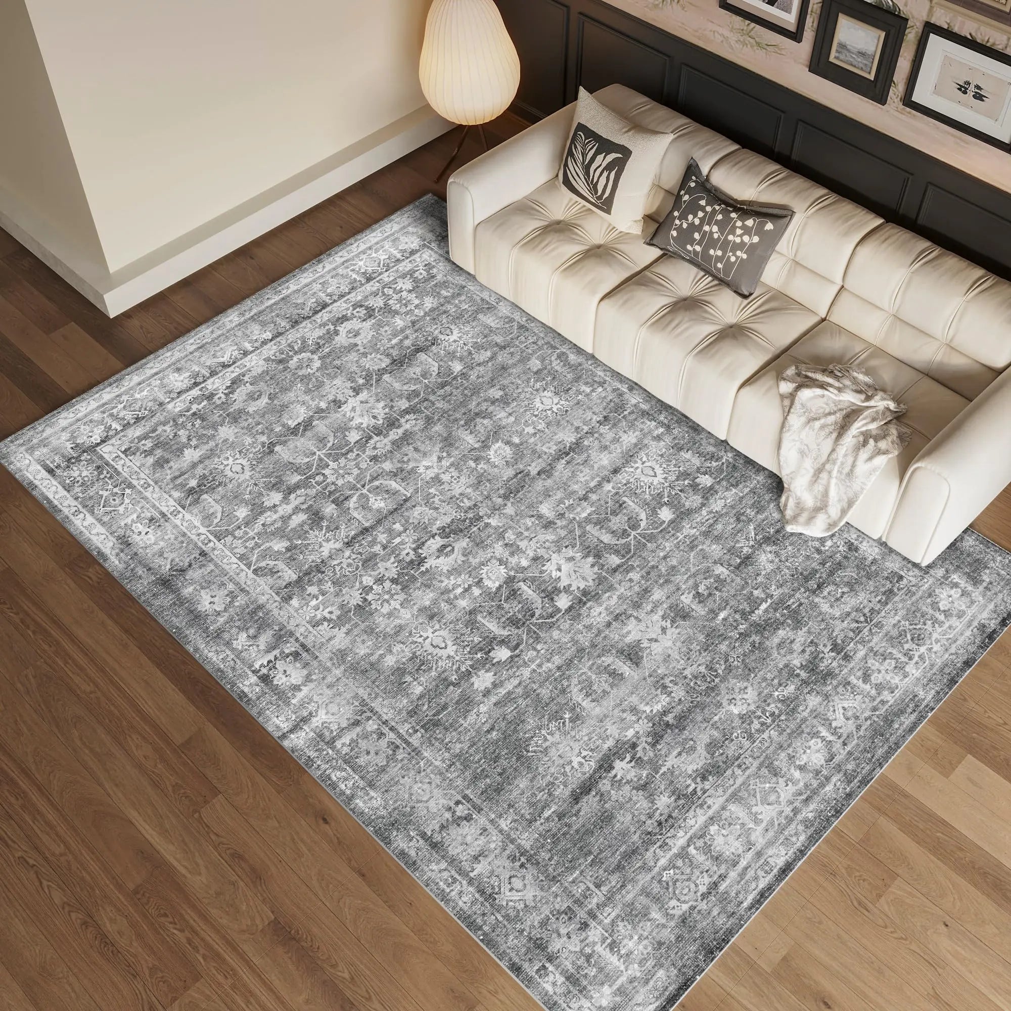 HOYAWU Rugs for Living Room Washable 5x7 Area Rugs Low Pile Soft Rugs for Bedroom Non Slip Large Area Rug Non Shedding Vintage Boho Rug for Dinning Room Office NurseryFarmhouse