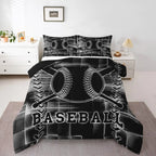 Feelyou Baseball Bedding Set Toddler Size Black and White Comforter Set for Kids Boys Girls Decor Baseball Gaming Comforter Ombre Honeycomb Duvet Set