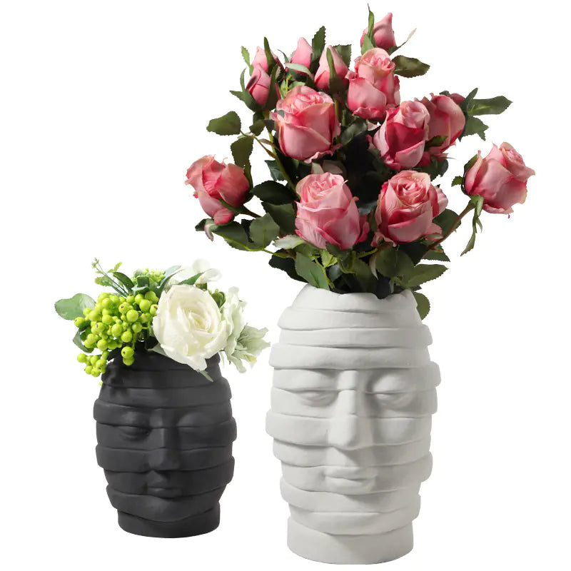 Minimalist Ceramic Face Vase for Home Decor