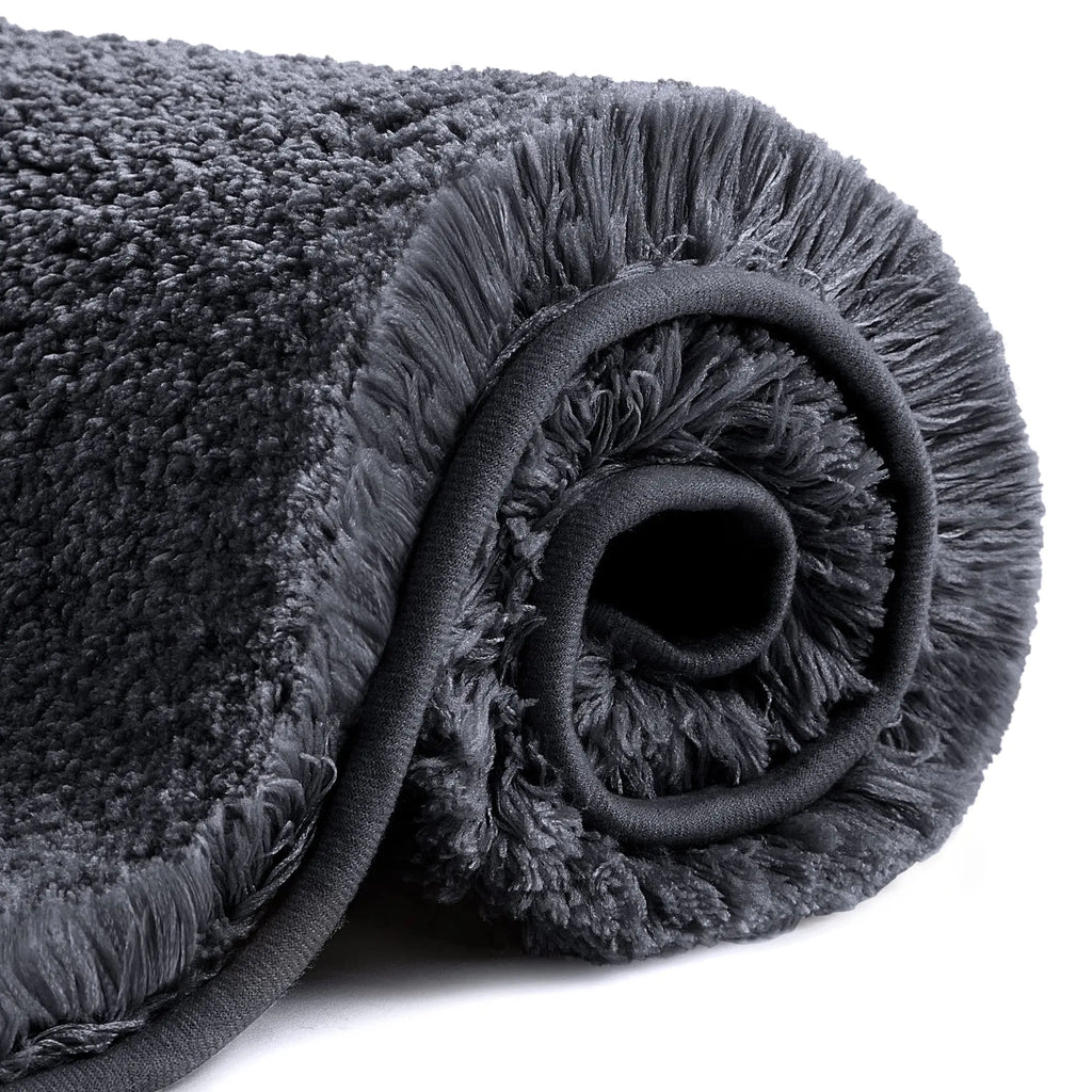 VANZAVANZU Bathroom Rugs Bath Mats for Bathroom Non Slip Ultra Soft Absorbant Bath Mats Microfiber Fluffy Thick Bathroom Rugs Machine Washable (24"x36" Black)