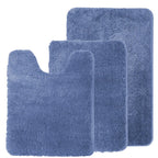 Blue Bathroom Rugs Bathroom Rugs Sets 3 Piece Water Absorbent Microfiber Bath Mat Set Non Slip Machine Washable Thick Plush Bathroom Rugs with U-Shaped Mat for Bathroom Floor and Shower Blue