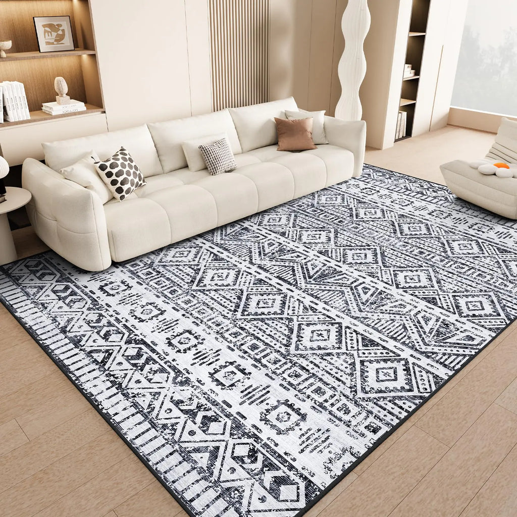 Vamcheer Washable Area Rug 9x12 - Living Room Rugs for Bedroom Modern Area Rugs for Living Room Dinning Rugs No Shedding & Easy to Clean High Traffic Machine Washable Rugs Non Slip Carpet Grey