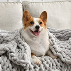 Feabuccy Soft Chunky Knit Blanket 60X80In Handmade Thick Chenille Yarn Throw Without Shedding & Raveling Aesthetic & Cozy Home Decor with Couch Sofa Bed Gift Pack Light Grey