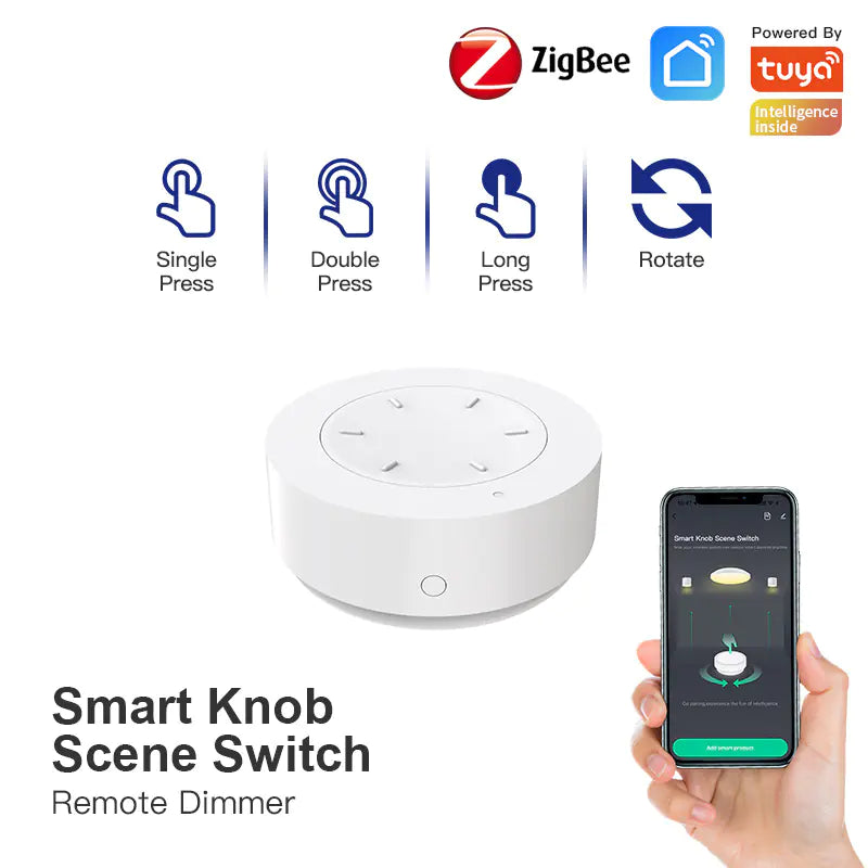 Zigbee Smart Home Scene Switch with Wireless Knob